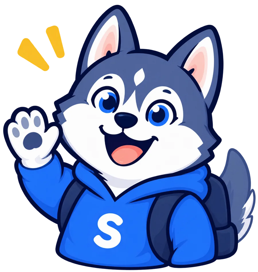 The Stackd husky waving